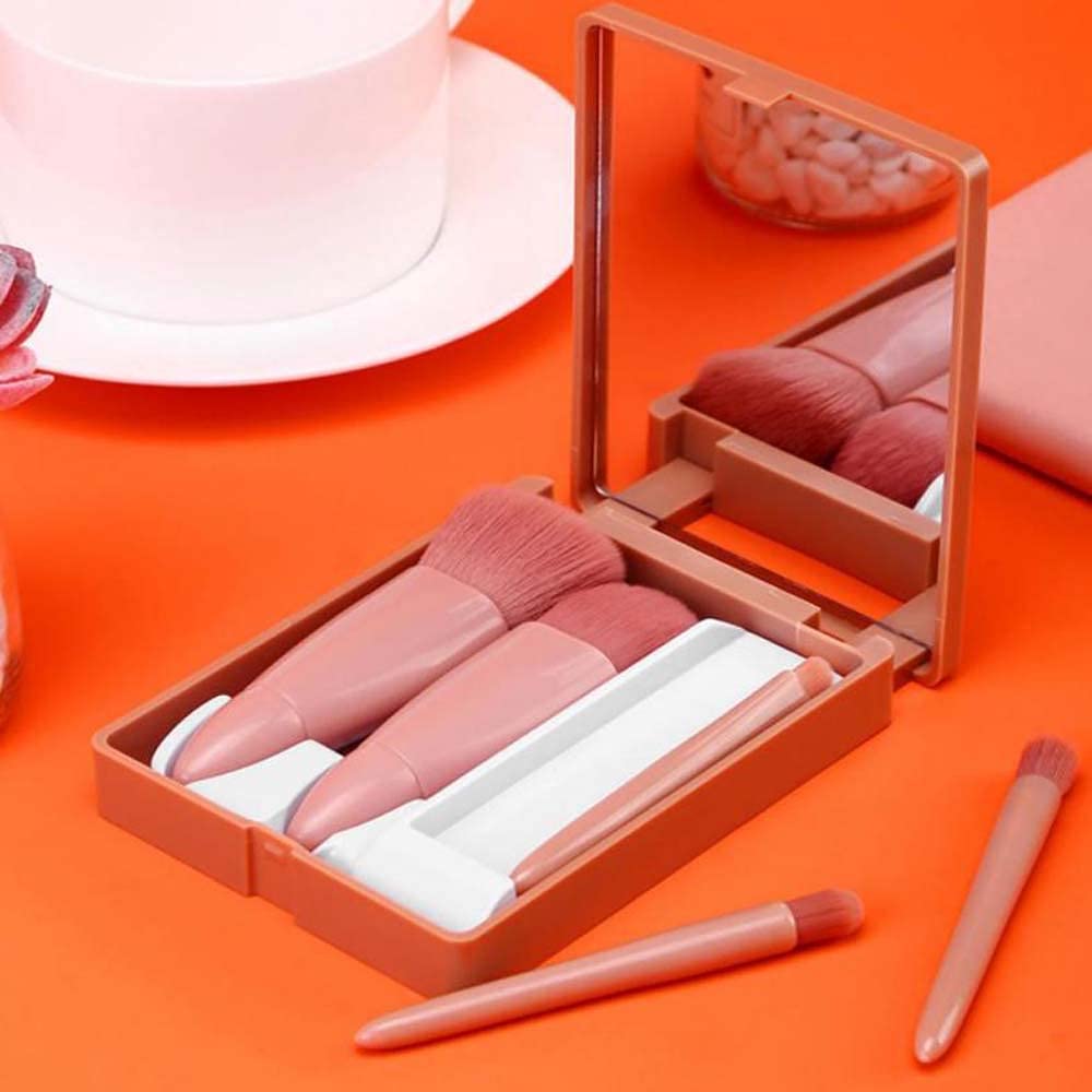 5 Pcs Makeup Brush Set with Mirror