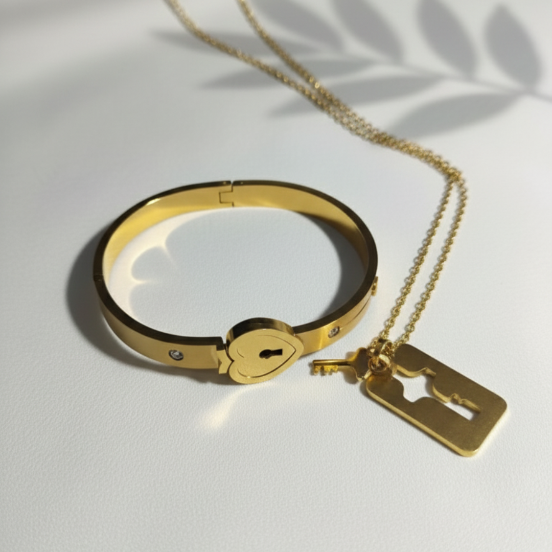 His Key, Her Lock: Stainless Steel Promise Set