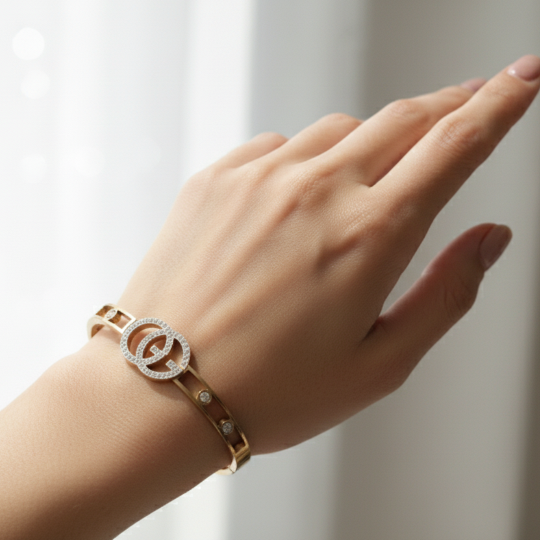 Stainless Steel GG Design Bangle
