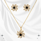 Sunburst Pendant Necklace with Stud Earrings