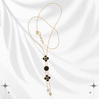 Black & Gold Lariat Necklace - Disc Drop Pendant